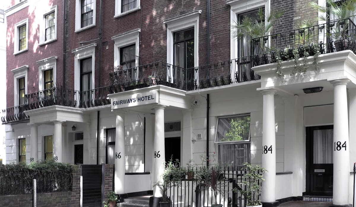 The entrance to Fairways Hotel, Paddington