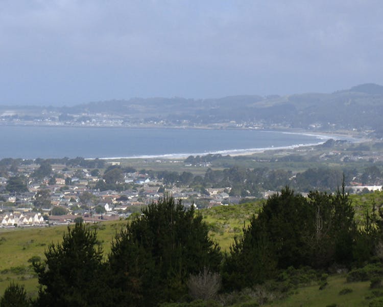 City of Half Moon Bay as seen fro distant mountain