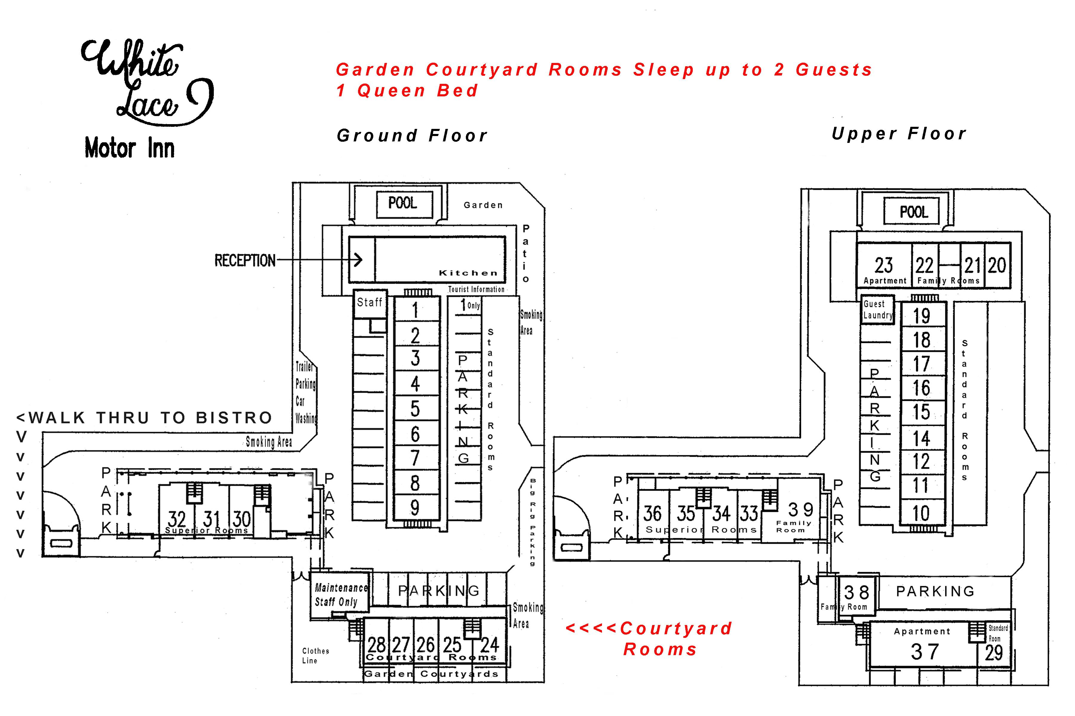 Garden Courtyard Room site plan White Lace Motor Inn Mackay, accommodation in mackay