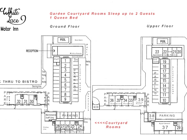 Garden Courtyard Room site plan White Lace Motor Inn Mackay, accommodation in mackay