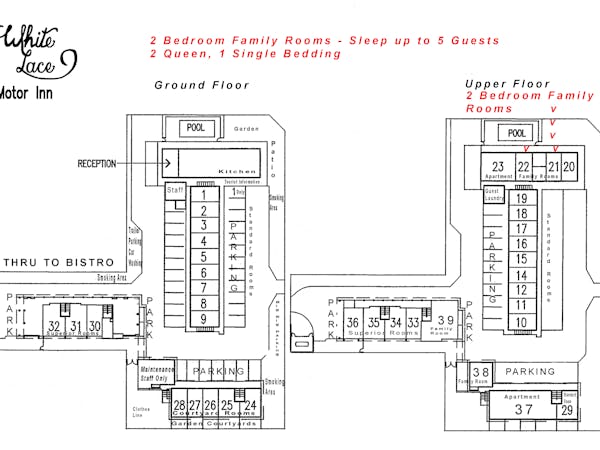 Two Bedroom Family Room site plan White Lace Motor Inn Mackay