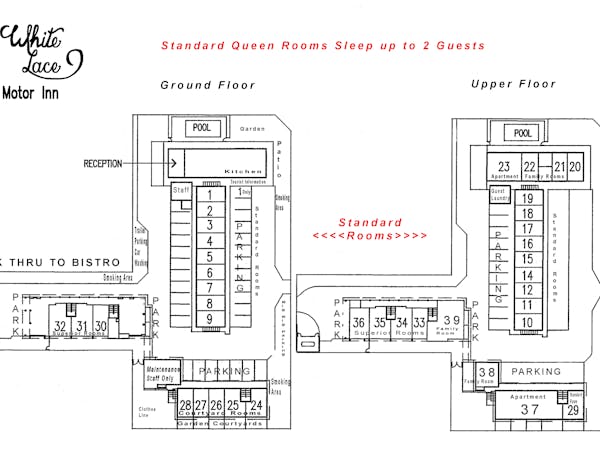 Standard Queen Room site plan White Lace Motor Inn Mackay, Hotel near Mackay airport