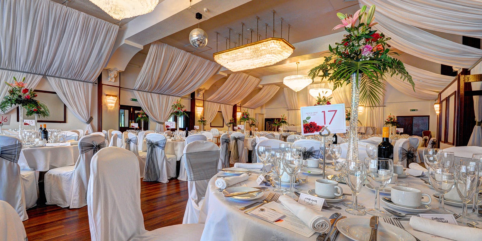 Table setting during a wedding.