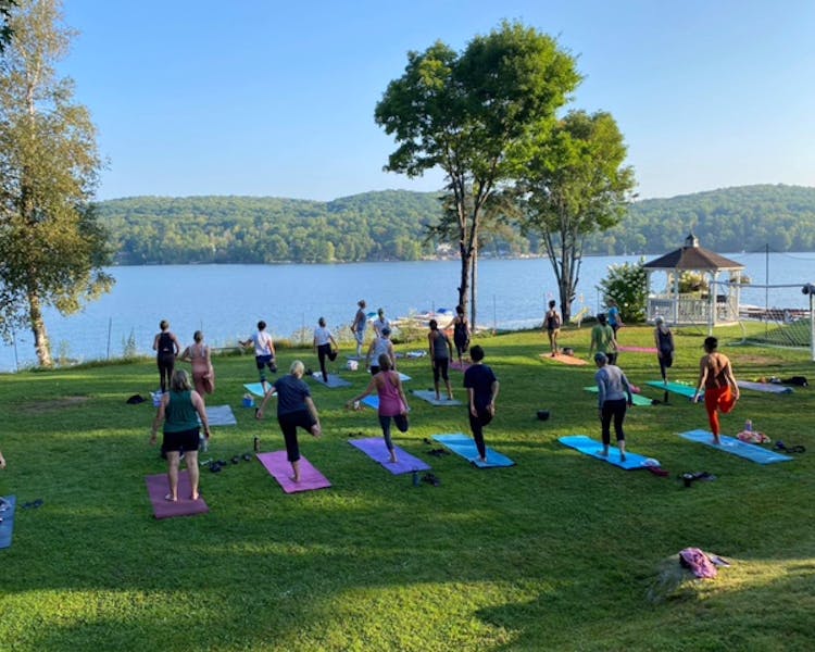Yoga Retreat at Dayspring Cottages - Serene Outdoor Yoga Session with Waterfront View