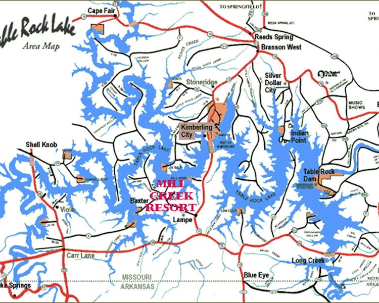 Map of Table Rock Lake