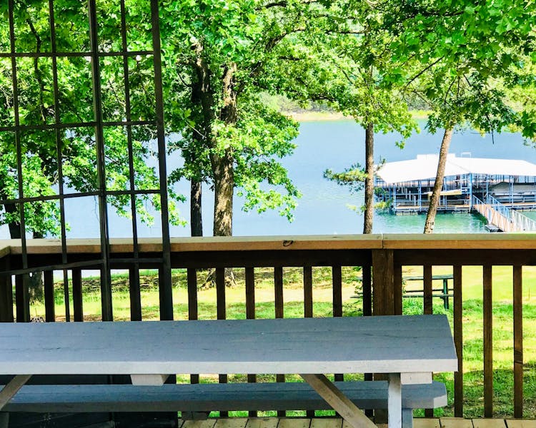 Picnic table overlooking the lake.