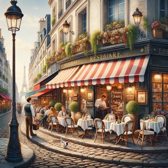 Terrasse de café parisien près de l'Hôtel Migny à Paris