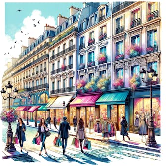 Rue commerçante animée près de l'Hôtel Migny à Paris