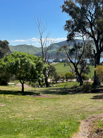 Tennis court view with Lake in the background