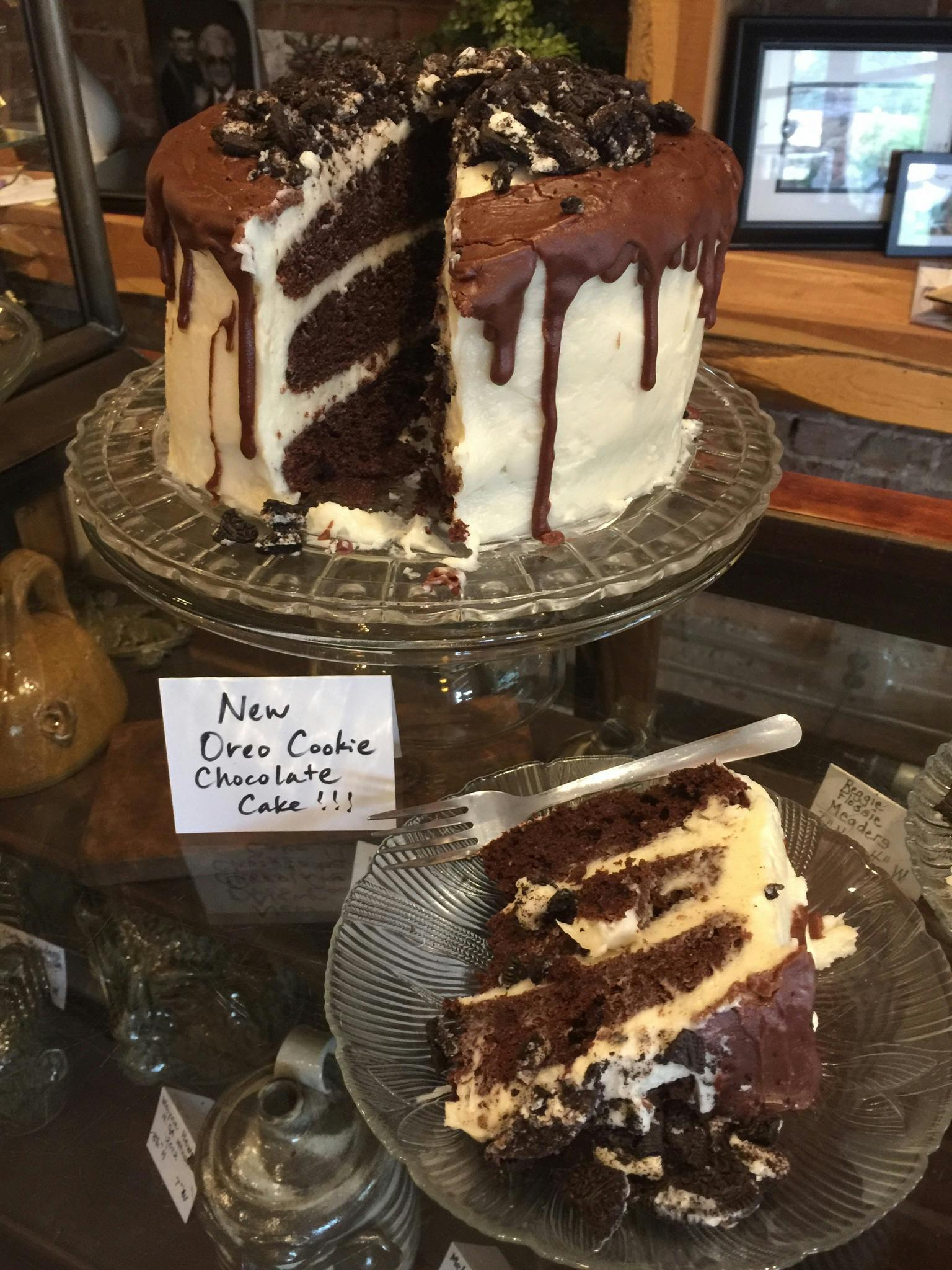 homemade oreo chocolate cake at wild daisy cafe
