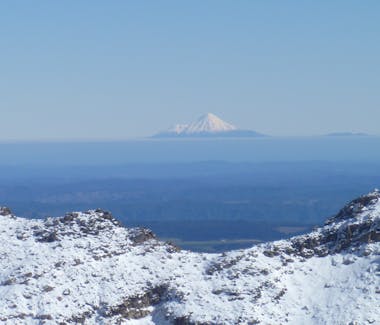 on a perfect day you can see Mount Taranaki towards the West coast.
