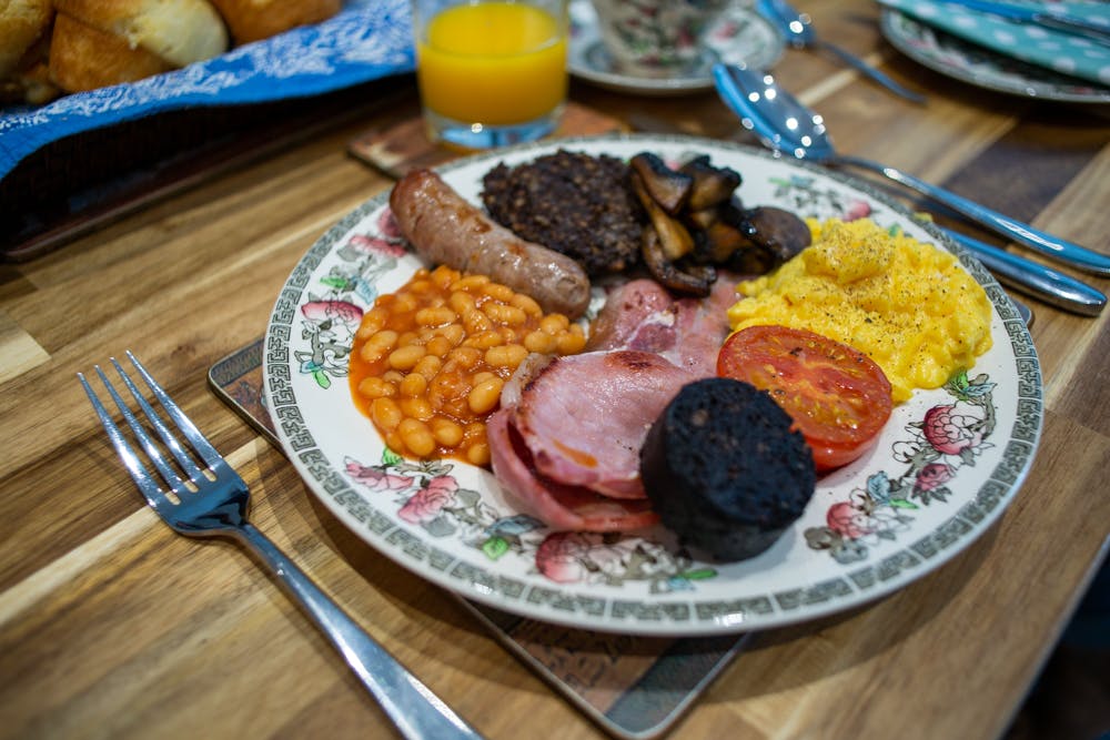 Full english breakfast in the Old Schoolhouse Bed and Breakfast in Haltwhistle, Northumberland
