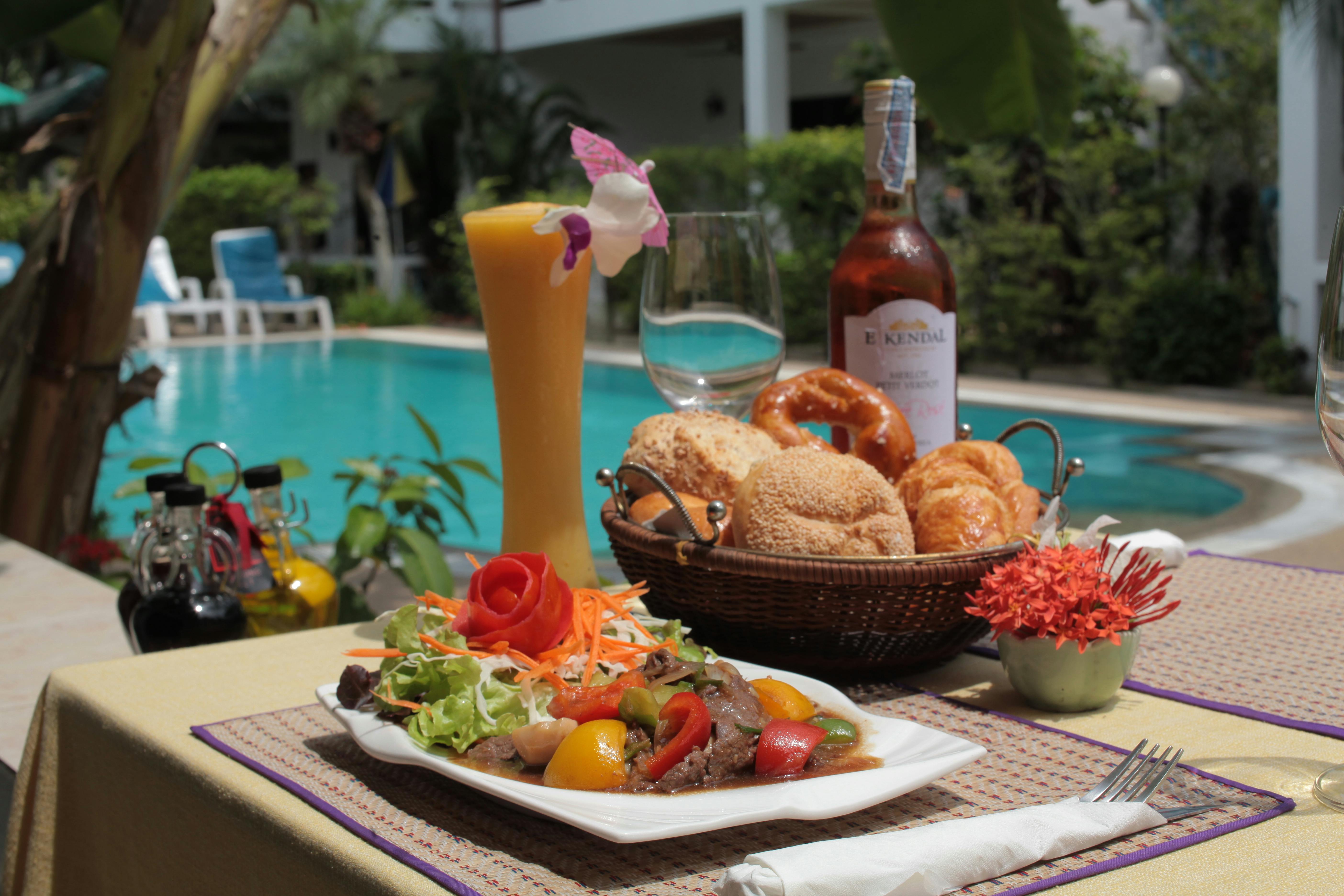 Swimming Pool Terace eith Food