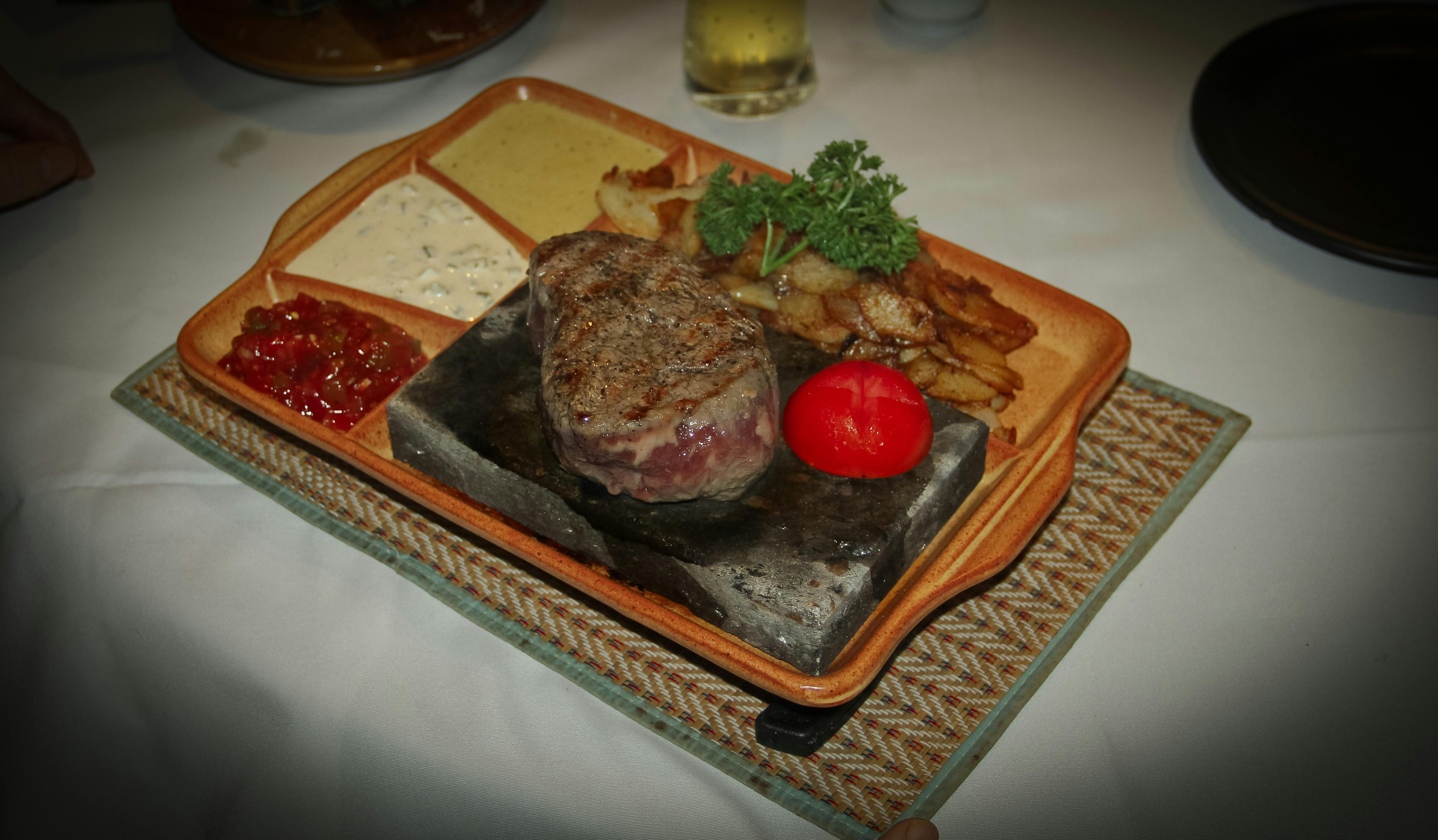 Steak on Hot Stone Zizzling Plate