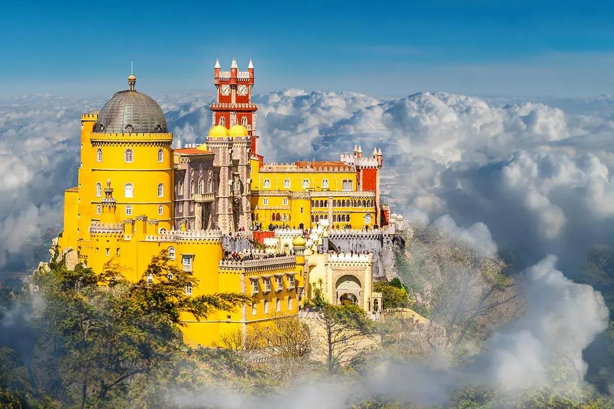 The colorful Pena National Palace in Sintra, a stunning Romanticist castle located just a short drive or trip from Hotel São