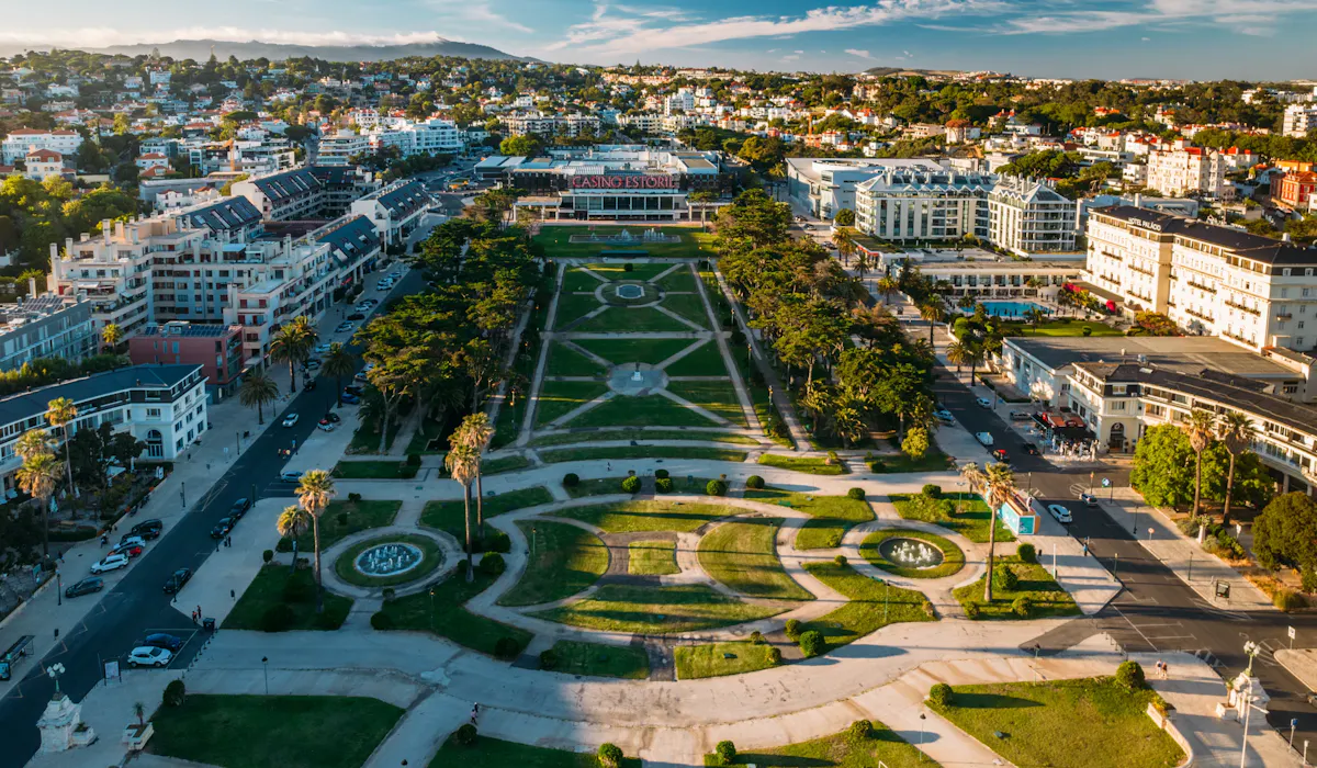 Exterior and gardens of Casino Estoril, Europe's largest casino, situated within walking distance of Hotel São Mamede.