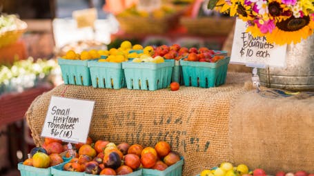 Fresh fruits and vegetables at Hilton Head Farmers Market activity for vacation rental guests
