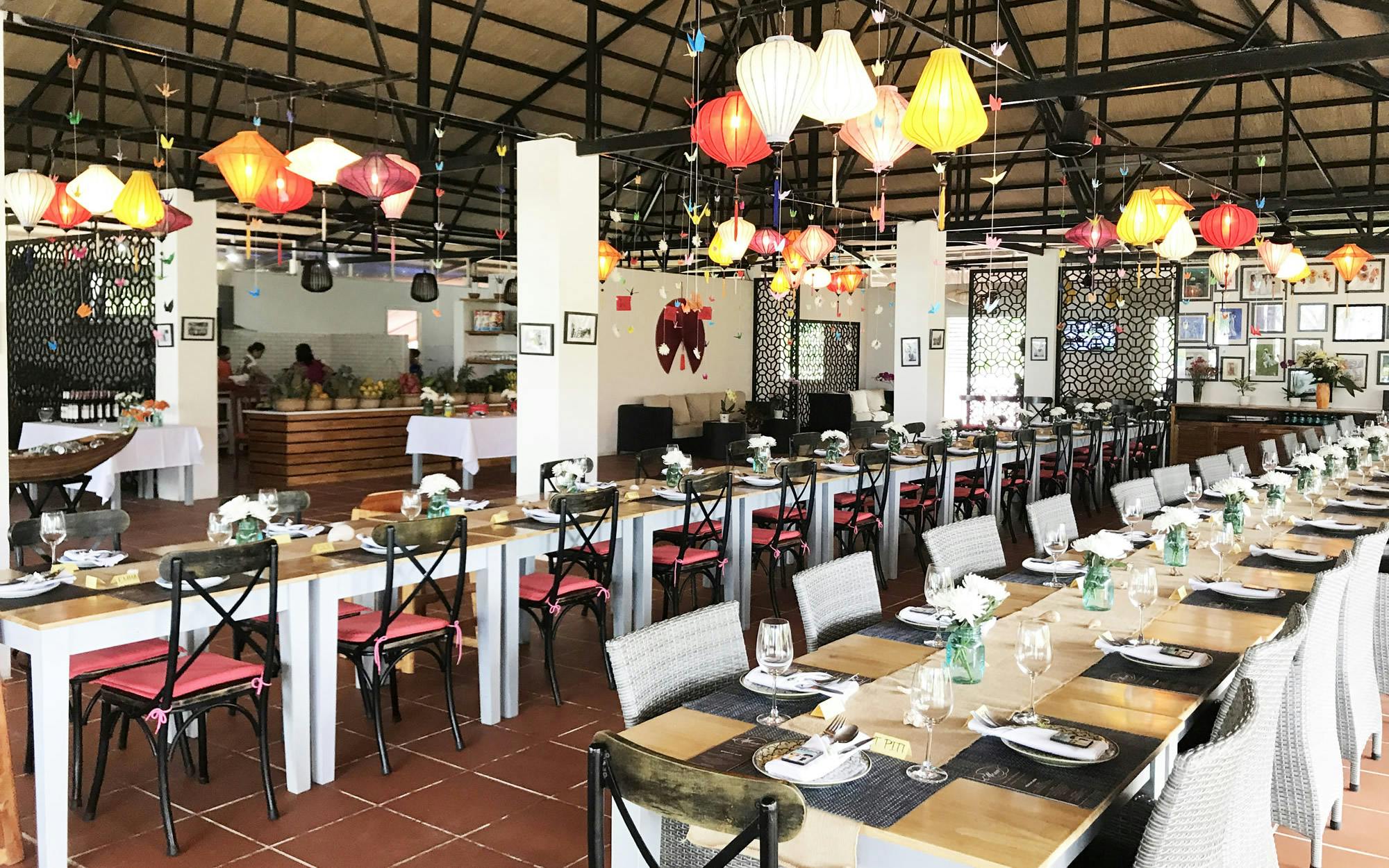 Peppercorn Beach Restaurant Wedding table setting in Phu Quoc