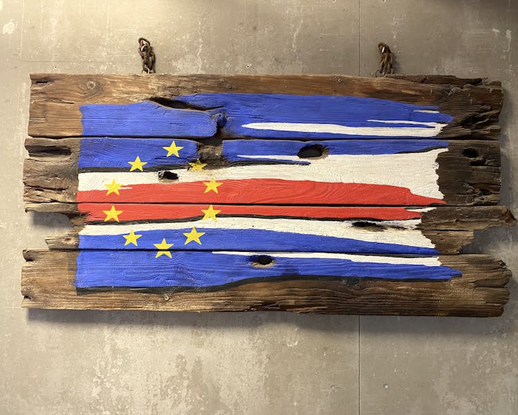 Cabo Verde flag on wood