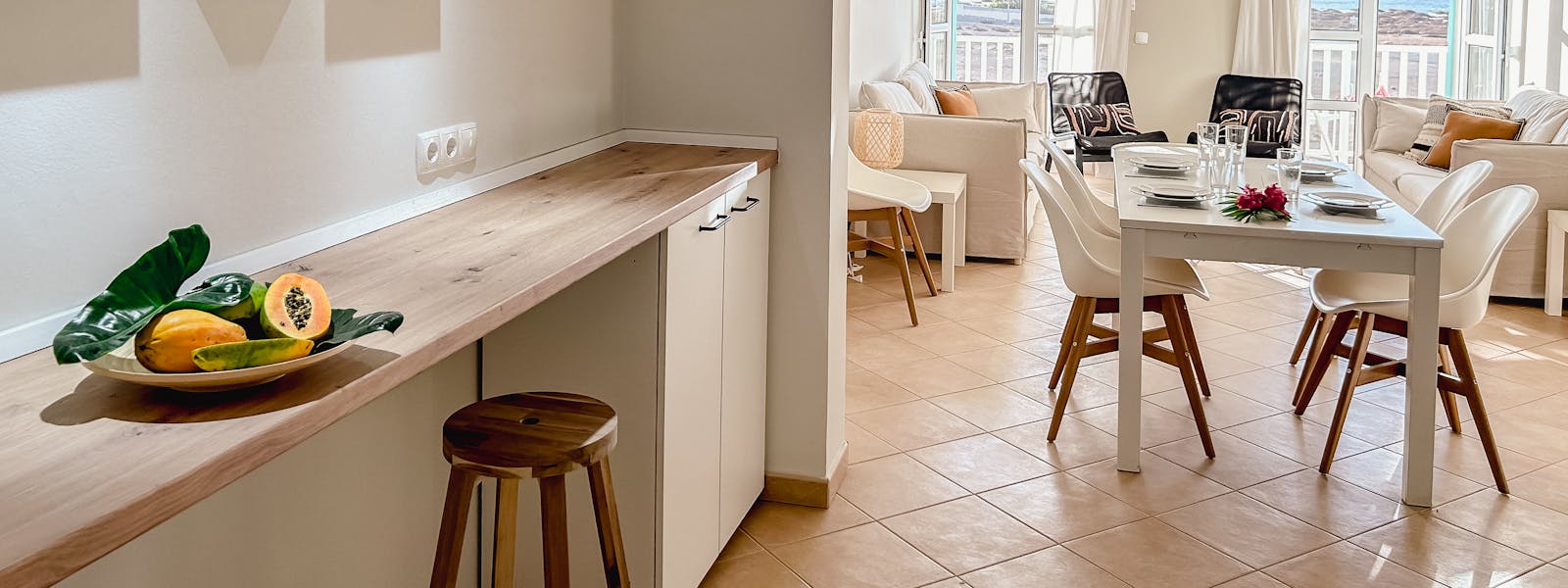 view of counter and dinning table 4 bed apartment