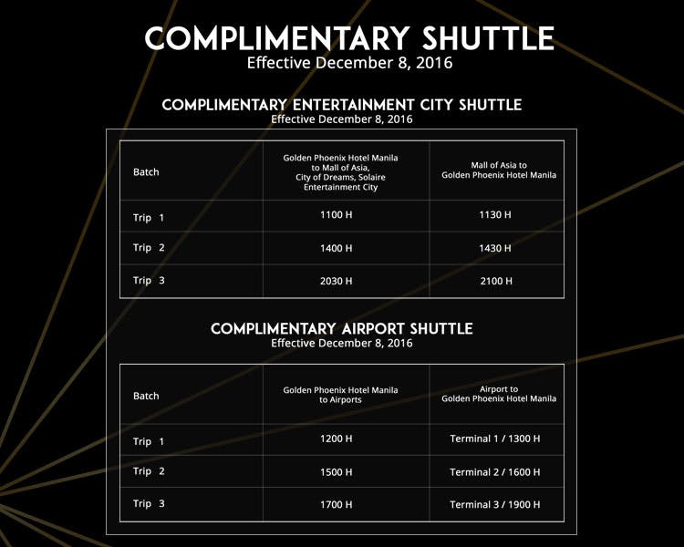 complimentary shuttle service