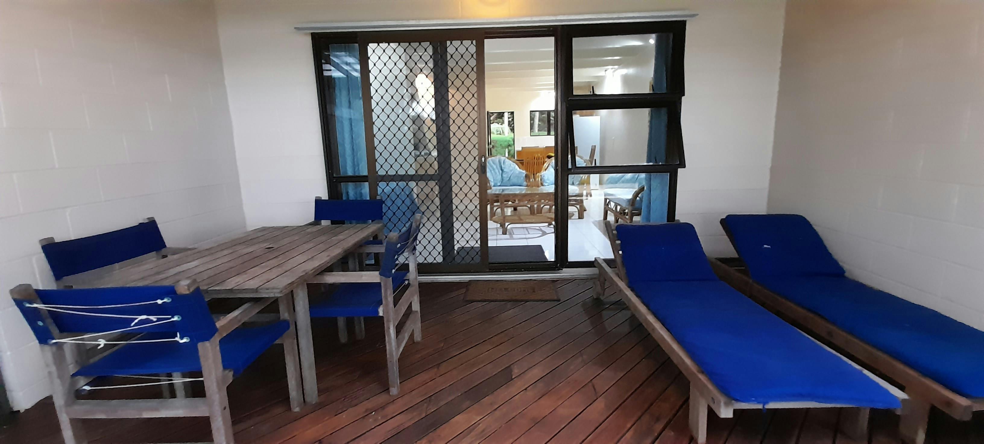 Outdoor furniture-sun lounger and table with chairs