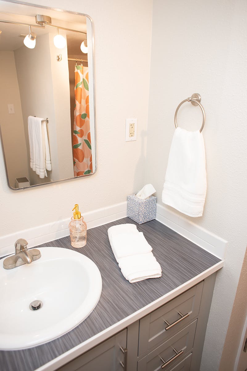 Two bedroom, two bathroom daylight basement with laundry facilities.