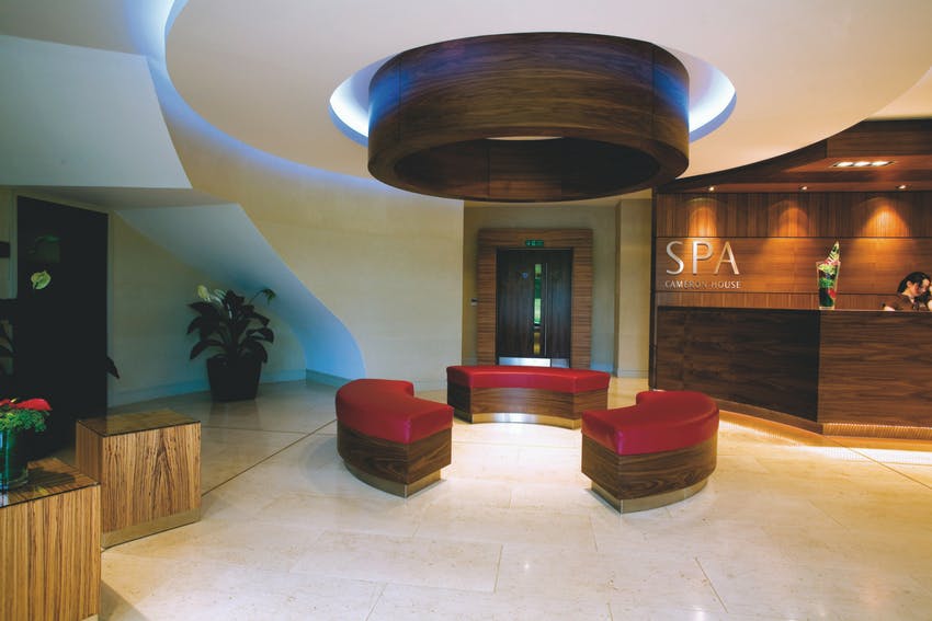 Front desk of the Carrick Spa in Loch Lomond
