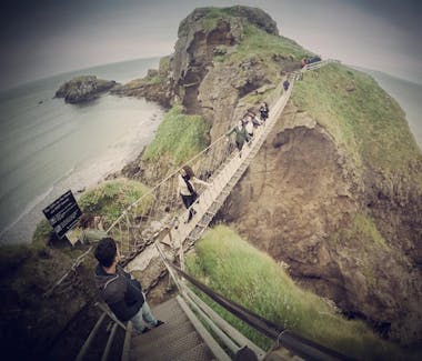 Walking through the Carrick a rede rope bridge