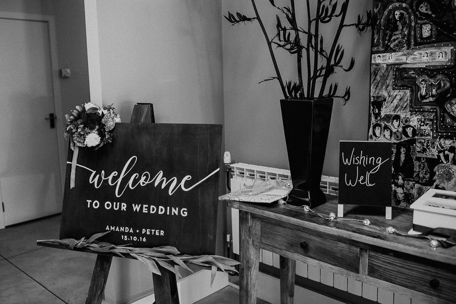 Welcome sign for wedding guests - 970 Lonely Bay Lodge