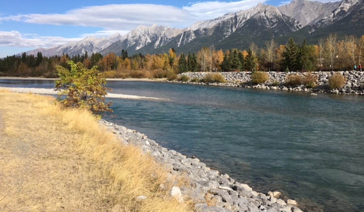 Hike or bike along the Bow River in Canmore and Banff