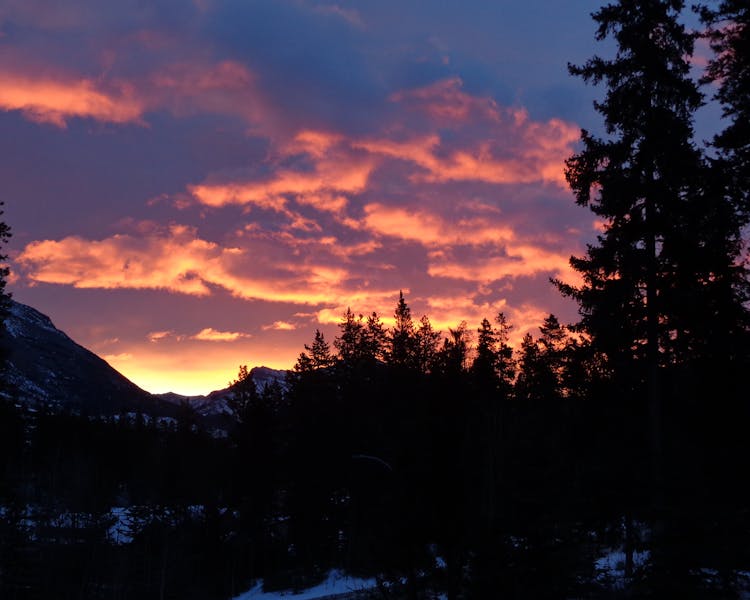 Stunning sunrise viewed from balcony at Canmore bed and breakfast