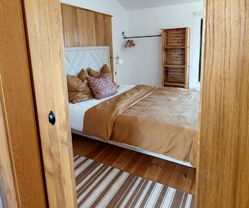 Oak Studio bedroom view from ensuite bathroom