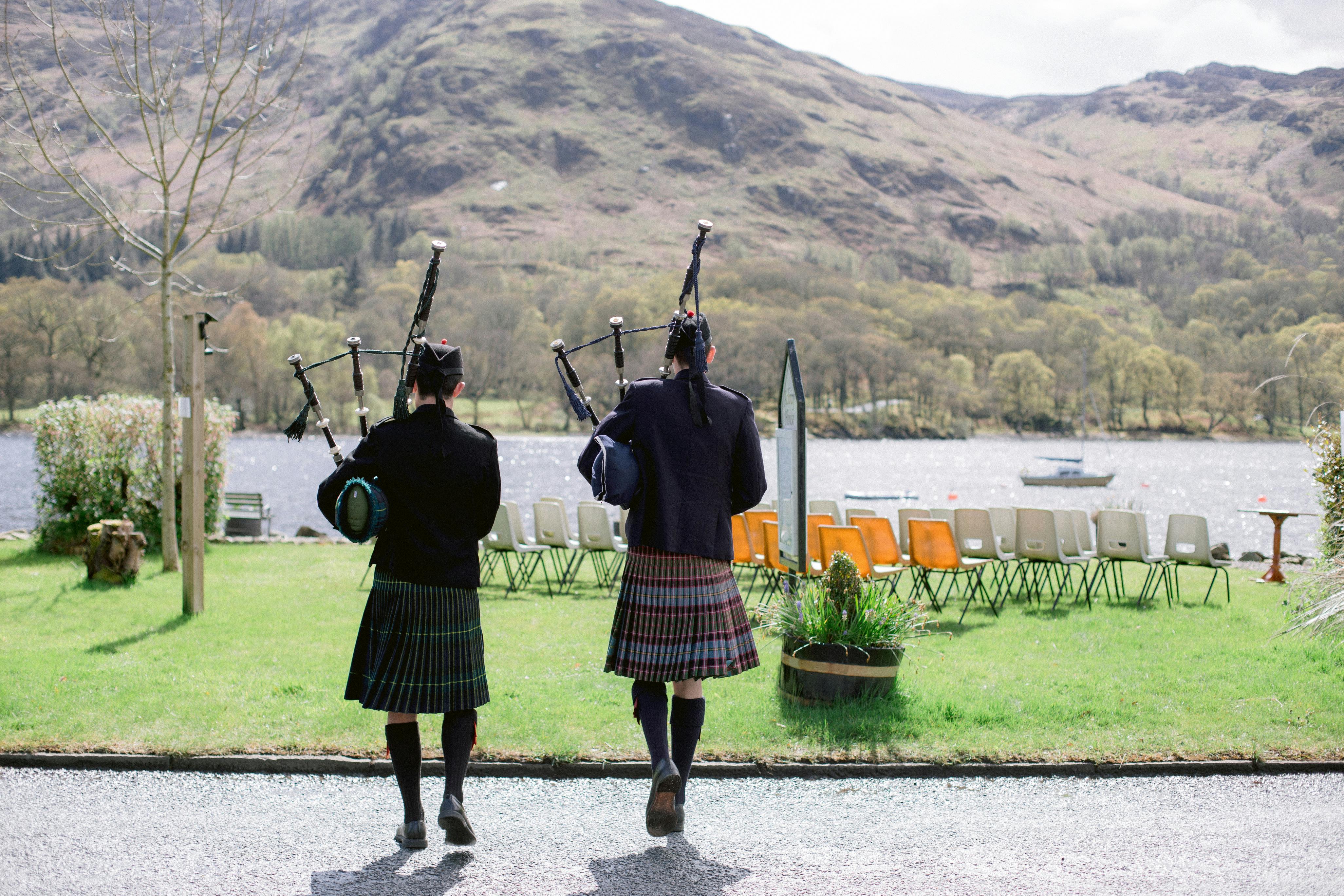 Pipers at Achray House Wedding.