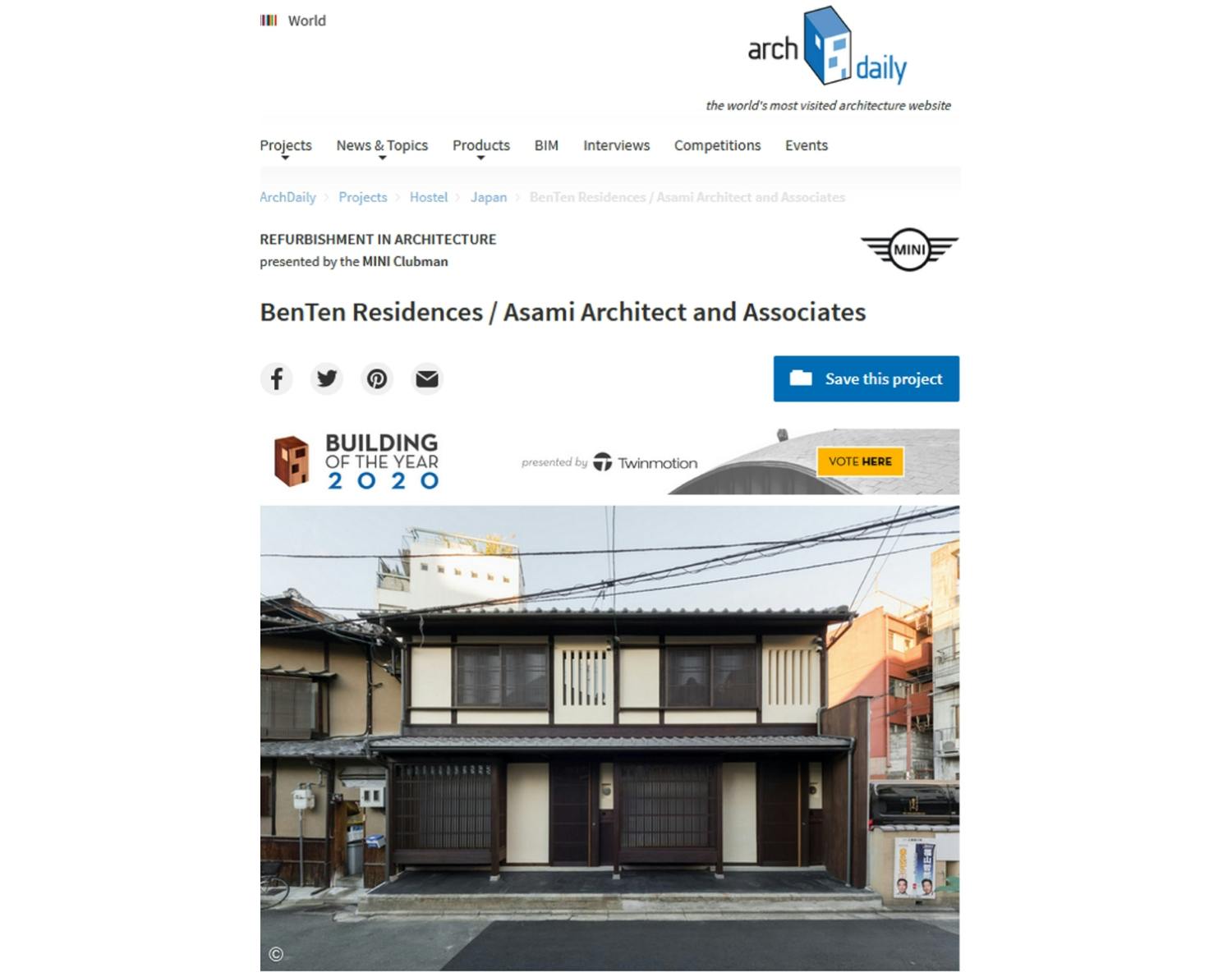 Shimaya Stays BenTen Residences Curated and Featured on ArchDaily