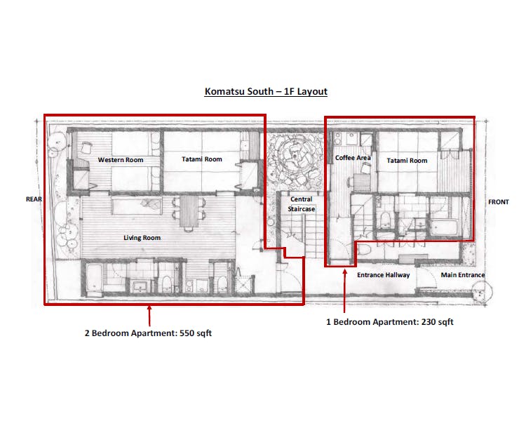 Shimaya Stays Komatsu Residences - 1F Layout