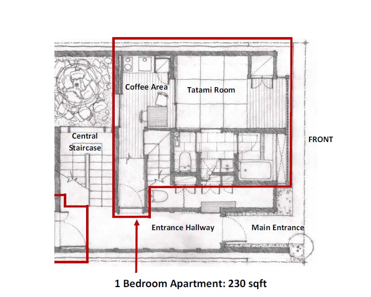 Shimaya Stays Komatsu Residences - 1F 1BR Layout