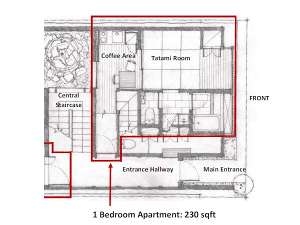Shimaya Stays Komatsu Residences - 1F 1BR Layout