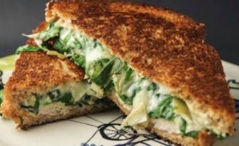 Cheese and spinach toaster sandwich