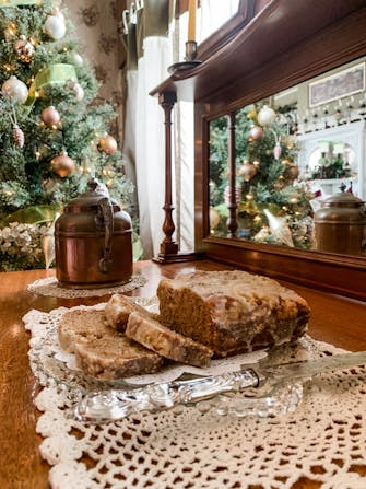 Spiced black walnut cake at The Victorian on Main, Fairfield, Il