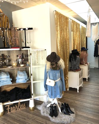 The Gray Area Boutique & Cosmetics blue denim shirt