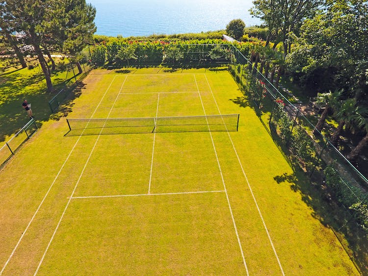 Haven Hall Hotel grass tennis court & sea