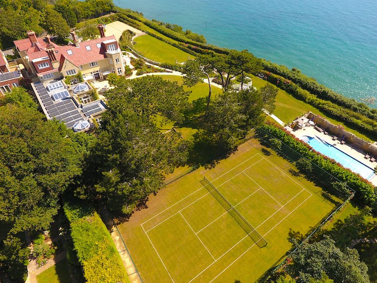 Haven Hall Hotel aerial view of grass tennis court
