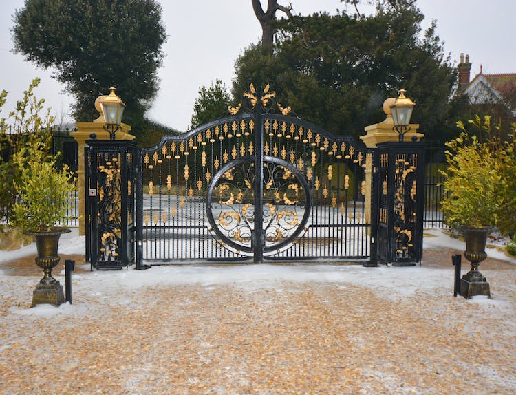 Haven Hall Hotel Front Gate with snow