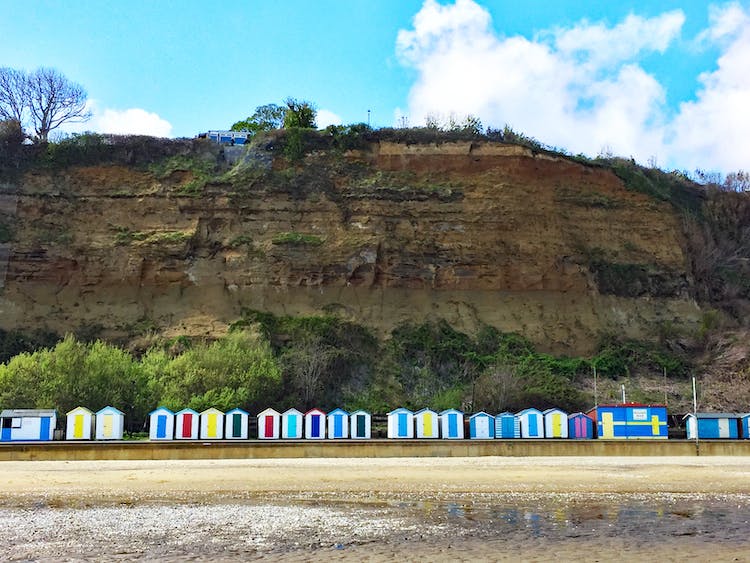 Haven Hall Hotel cliff and beach huts below Hotel
