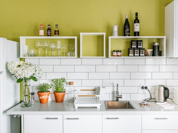 Kitchen with shelves