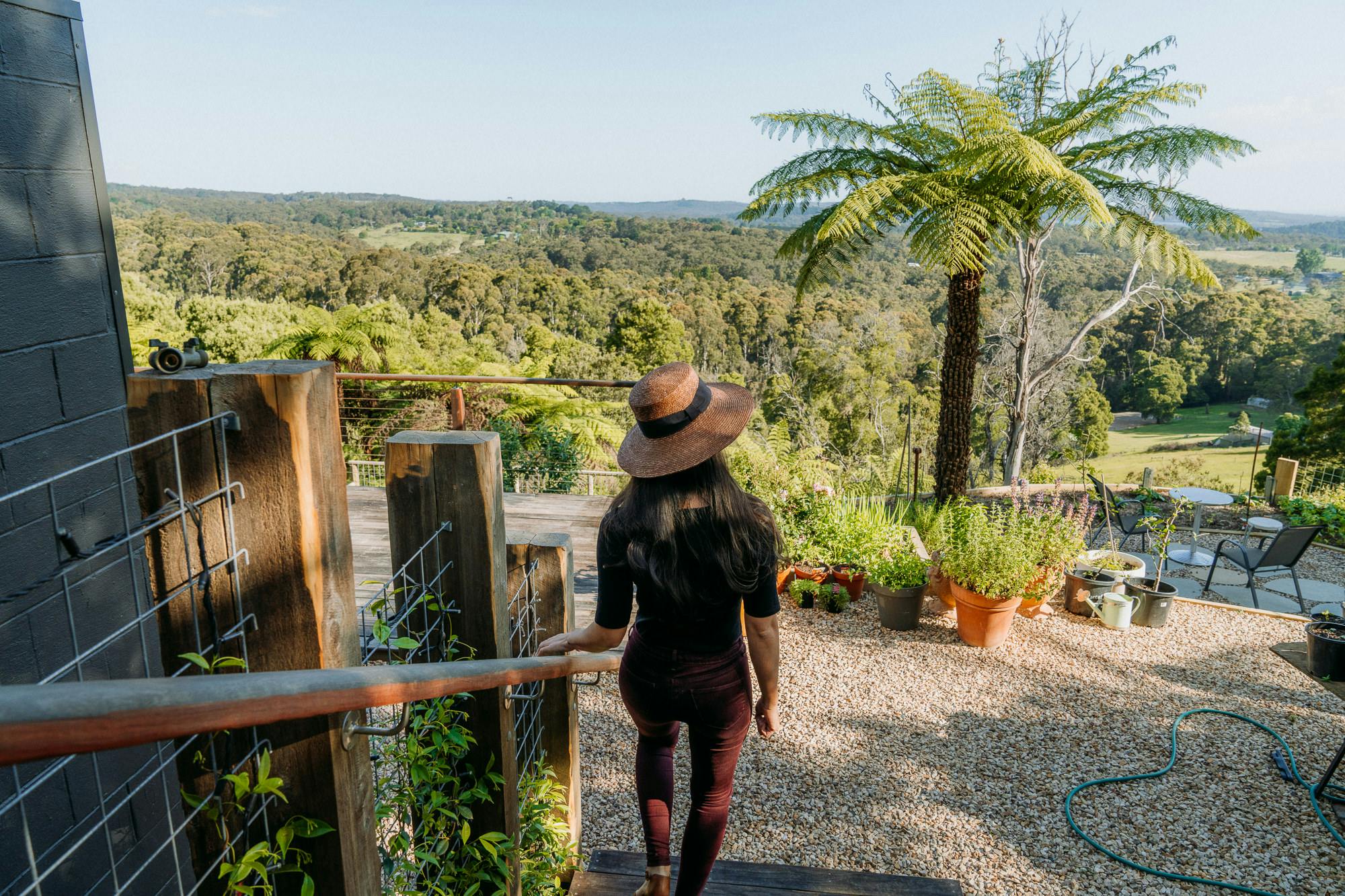 Woman going downstairs