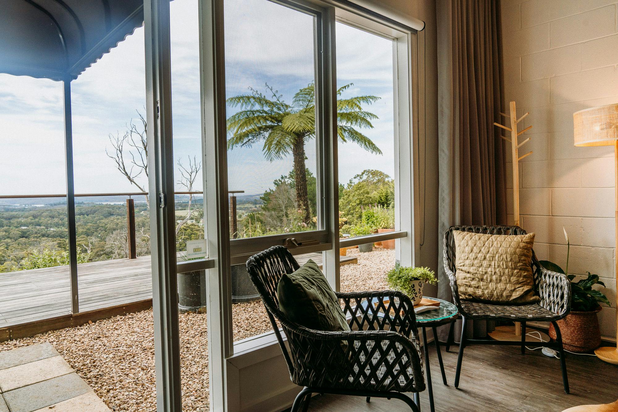 Sliding window with chairs