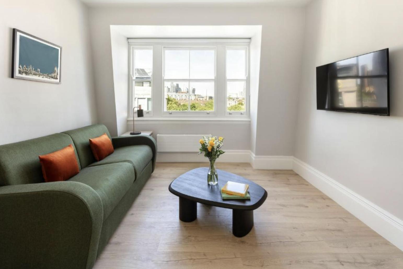 Modern living space with shard view