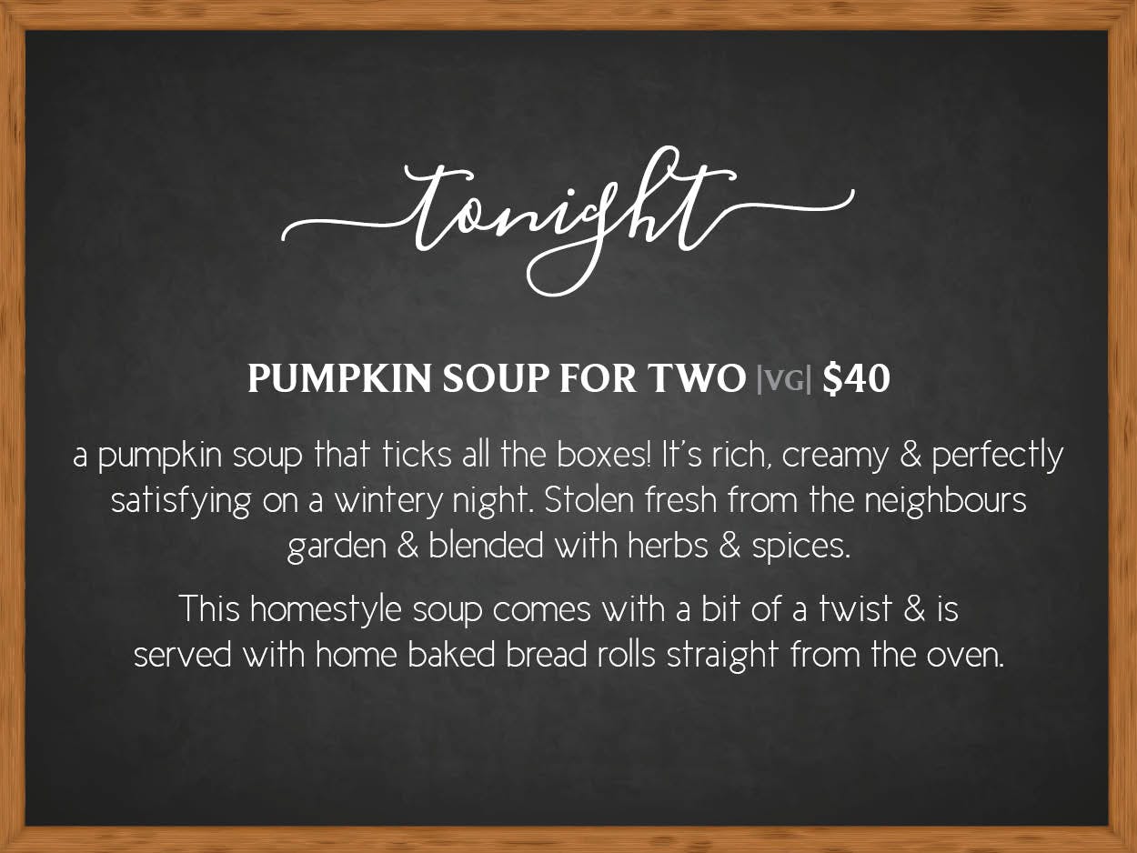 Winter meal options during your stay at Copeland House